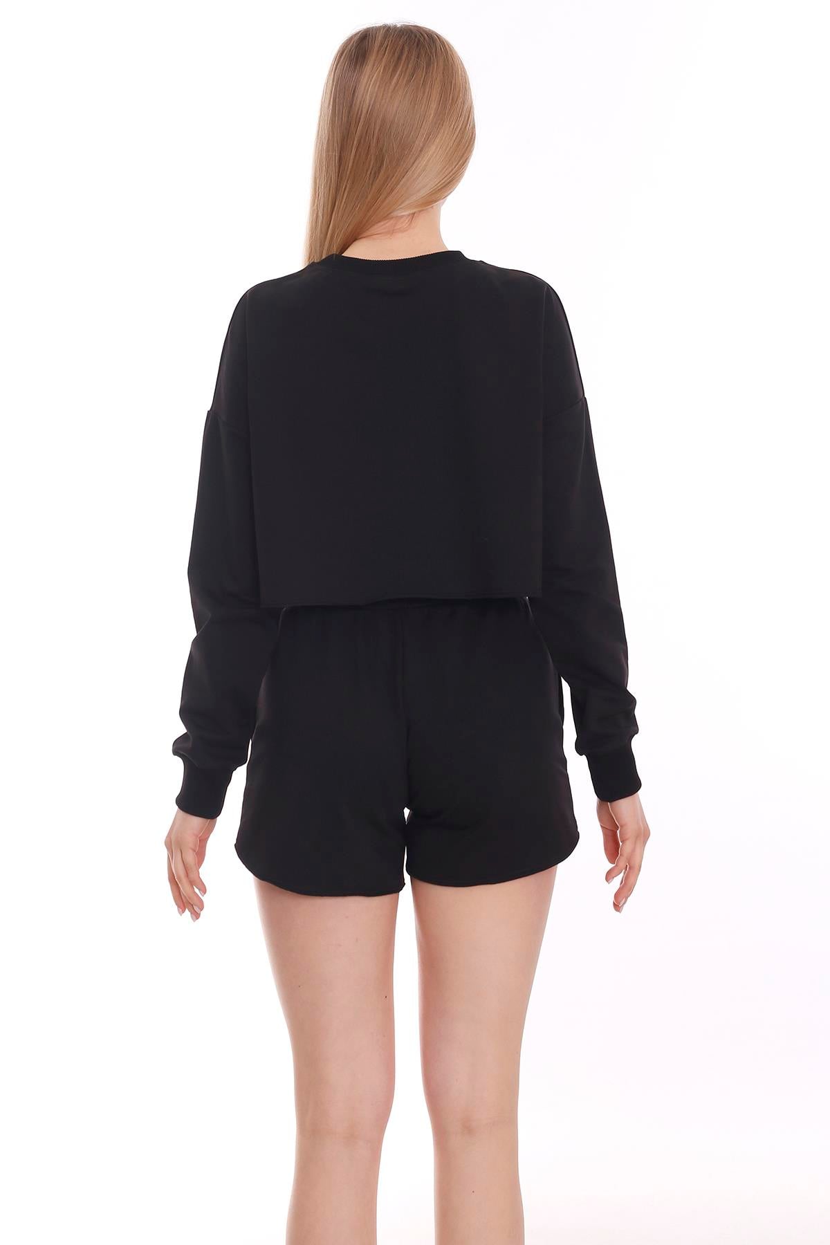 Crop Yandan Cepli Şort Takım