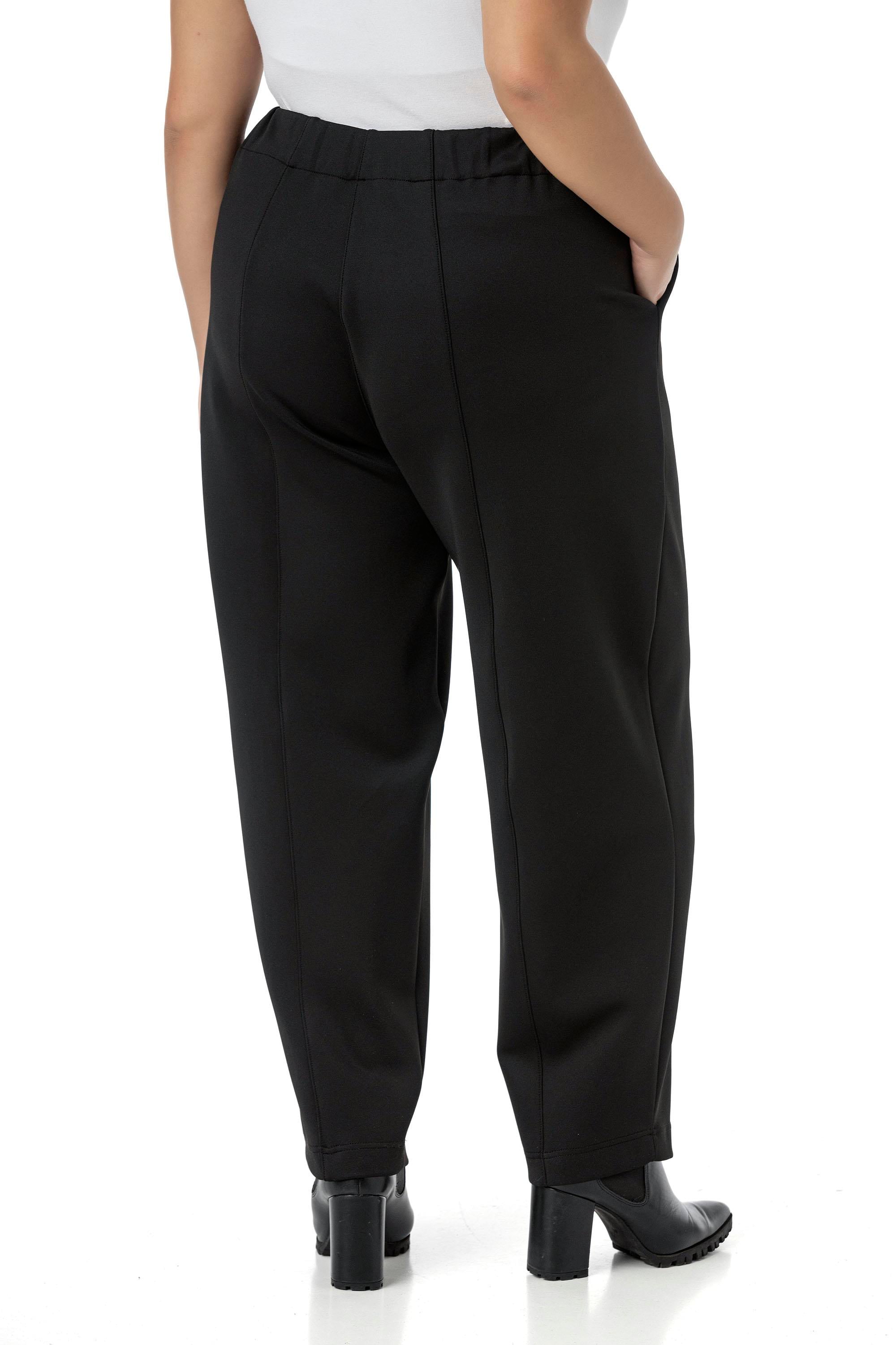 Plus Size Half Shalwar Black Trousers with Elastic Waist Back Pockets