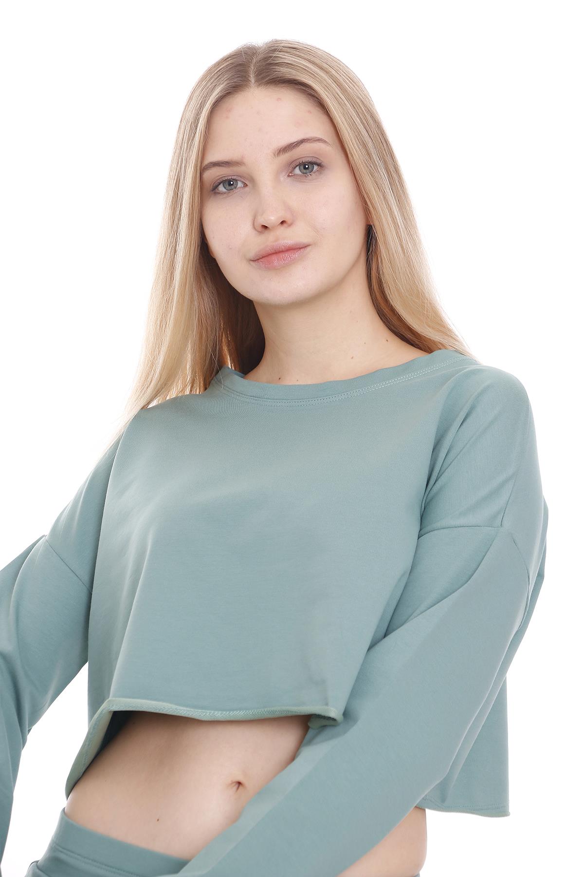 Crop Su Yeşili Sweatshirt