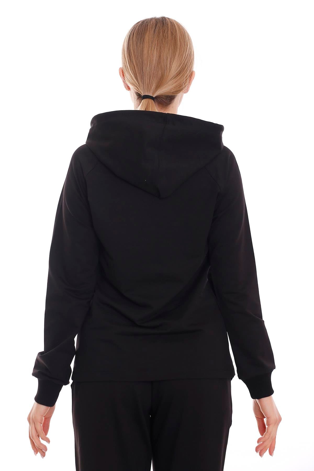 Kapüşonlu Uzun Kollu Bağcık Detaylı Sweatshirt