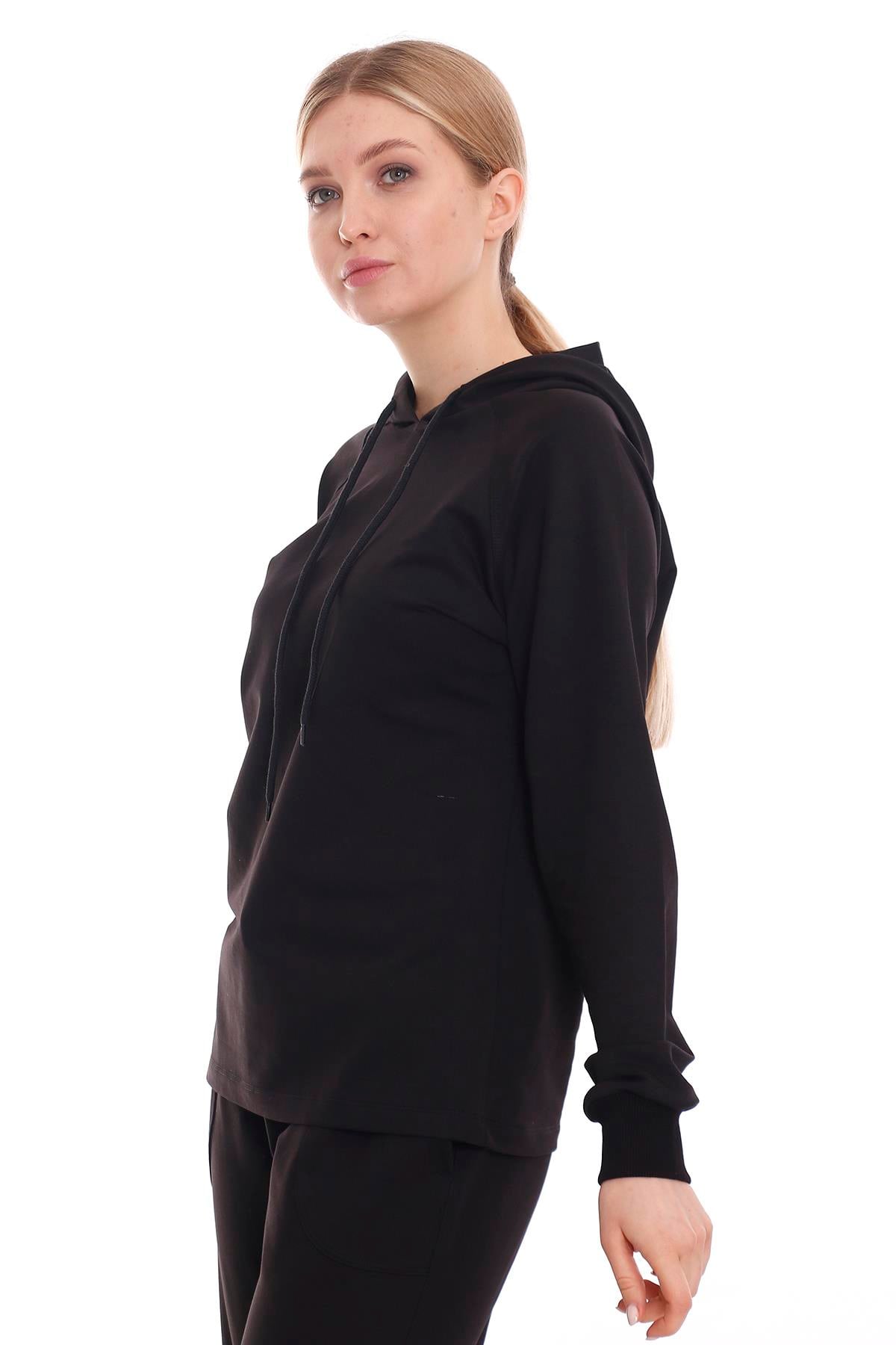 Kapüşonlu Uzun Kollu Bağcık Detaylı Sweatshirt