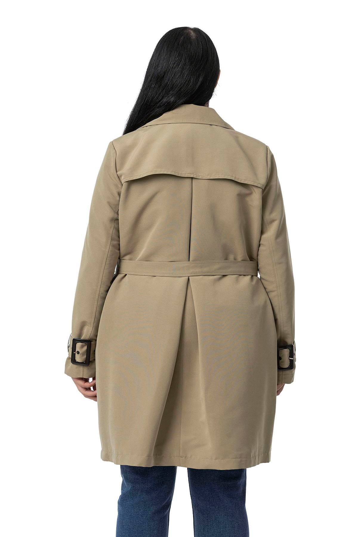 Plus Size Shamrock Trench Coat with Sleeve Tapes