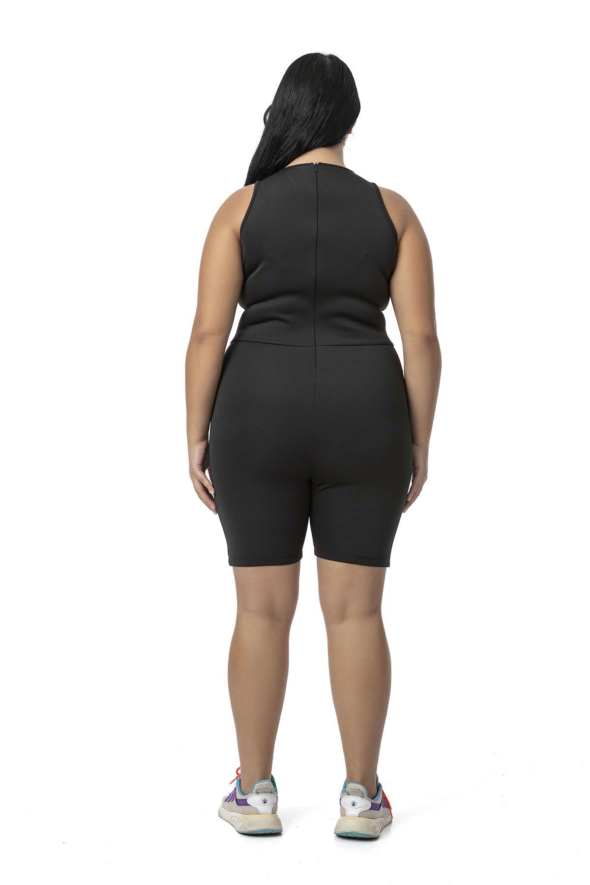 Plus Size Black Short Tights Jumpsuit