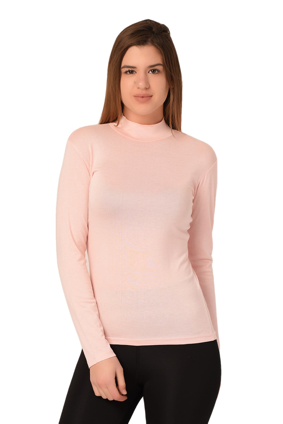 Yarım Balıkçı Uzun Kollu Viskon Pembe Body