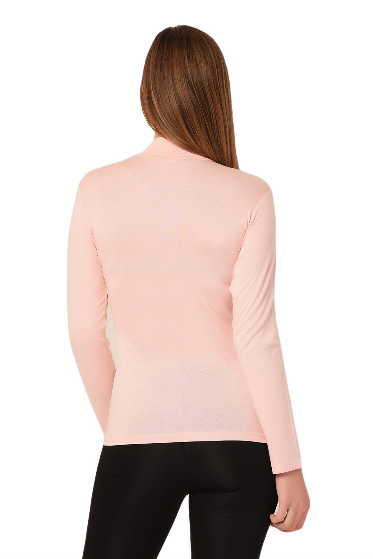 Yarım Balıkçı Uzun Kollu Viskon Pembe Body