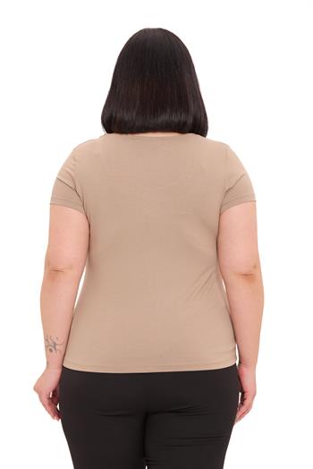 Büyük Beden U Yaka Kısa Kollu Viskon Vizon Body