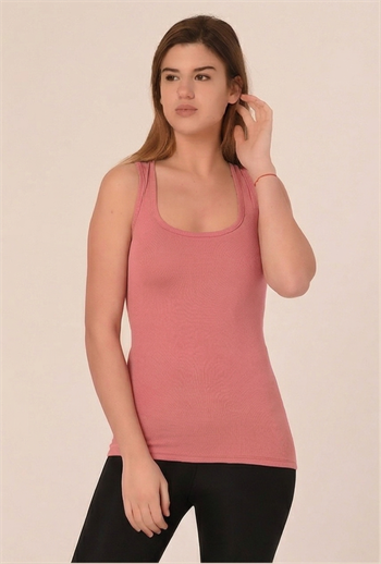 Kalın Askılı Rambo Viskon Gül Kurusu Body