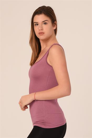 Kalın Askılı Rambo Viskon Koyu Gül Kurusu Body