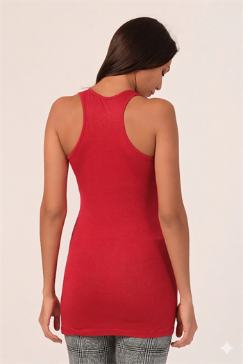 Kalın Askılı Rambo Viskon Uzun Kırmızı Body