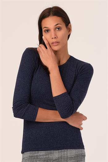 Yuvarlak Yaka Yün Viskon Uzun Kollu Body