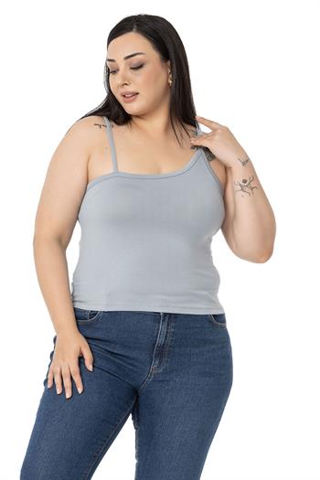 Büyük Beden Asimetrik Askılı Viskon Gri Body