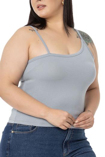 Büyük Beden Asimetrik Askılı Viskon Gri Body