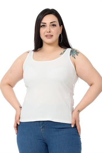 Büyük Beden Askılı Bürümcük Beyaz Body