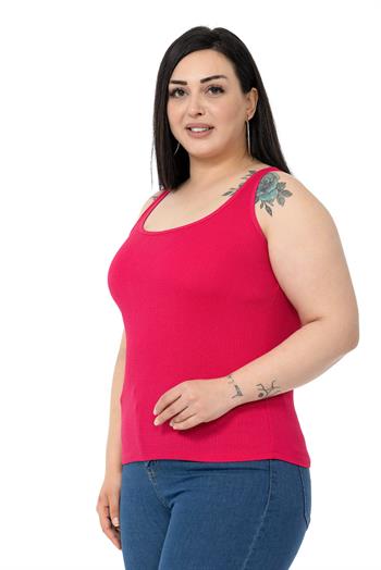 Büyük Beden Askılı Bürümcük Fuşya Body