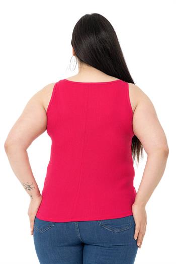 Büyük Beden Askılı Bürümcük Fuşya Body