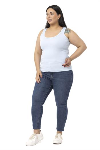 Büyük Beden Askılı Fitilli Kaşkorse Bebe Mavi Body