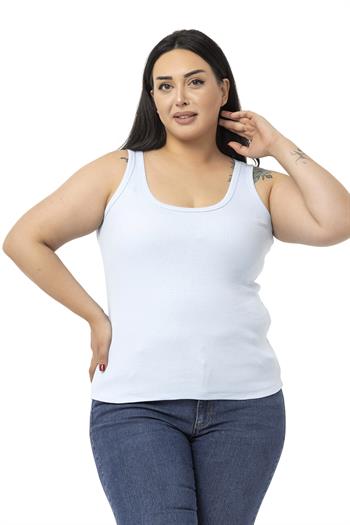 Büyük Beden Askılı Fitilli Kaşkorse Bebe Mavi Body