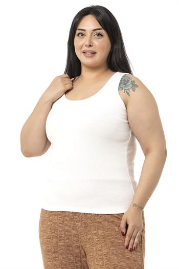 Büyük Beden Askılı Fitilli Kaşkorse Ekru Body
