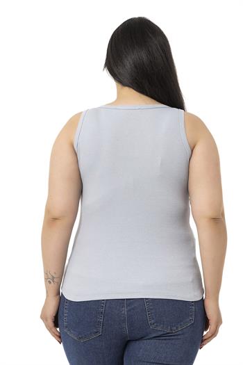 Büyük Beden Askılı Fitilli Kaşkorse Gri Body