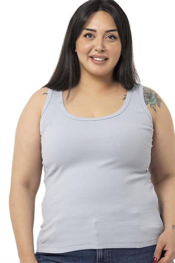 Büyük Beden Askılı Fitilli Kaşkorse Gri Body