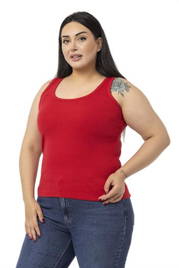 Büyük Beden Askılı Fitilli Kaşkorse Kırmızı Body