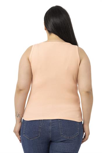 Büyük Beden Askılı Fitilli Kaşkorse Somon Body