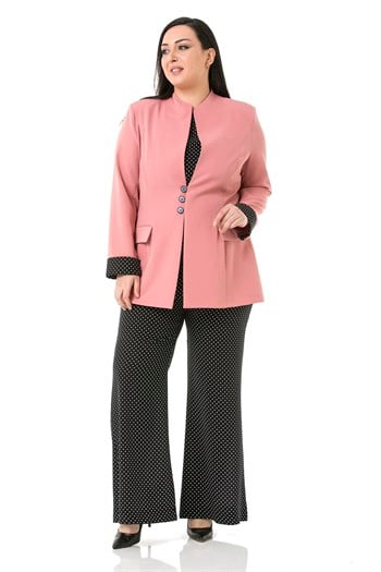 Plus Size Wide Elastic Waist Drawstring Wide Leg Polka Dot Black Trousers