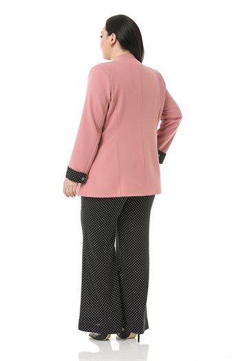 Plus Size Wide Elastic Waist Drawstring Wide Leg Polka Dot Black Trousers