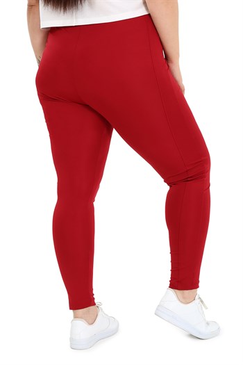 Plus Size Burgundy Tights with Elastic Waistband and Paneled Ankle Length