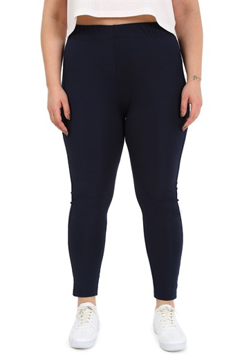 Büyük Beden Beli Lastikli Bilek Hizasında Panelli Lacivert Bayan Tayt