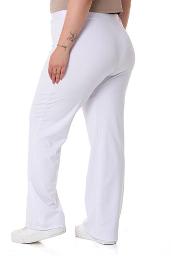 Plus Size White Diver Trousers with Elastic Waist