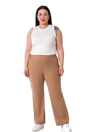 Plus Size Diver Mink Trousers with Elastic Waist Pipe Legs