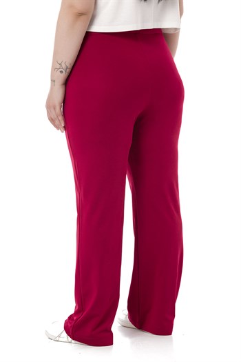 Plus Size Burgundy Diver Trousers with Elastic Waist