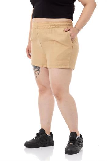Plus Size Mink Shorts with Elastic Waist and Side Pockets