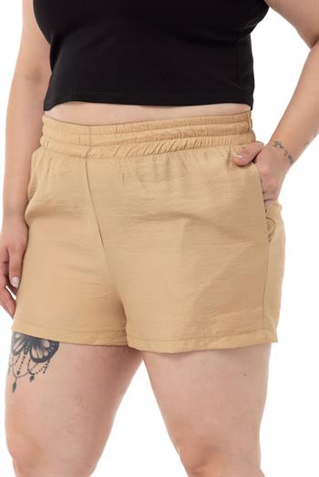 Plus Size Mink Shorts with Elastic Waist and Side Pockets
