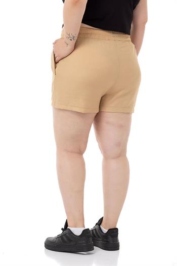 Plus Size Mink Shorts with Elastic Waist and Side Pockets