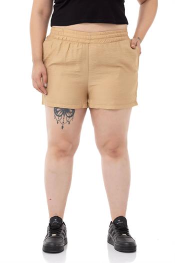 Plus Size Mink Shorts with Elastic Waist and Side Pockets