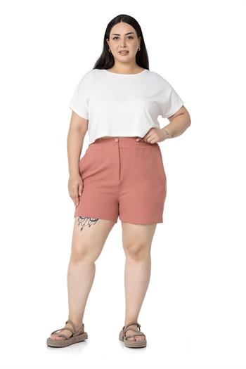 Plus Size Rose Shorts with Side and Back Elastic Waist Pockets