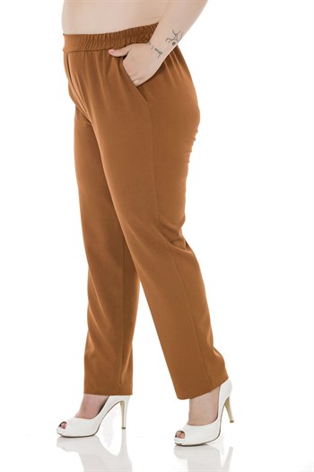Plus Size Amber Trousers with Side and Back Elastic Waist Narrow Leg Pockets
