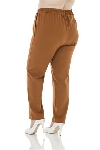 Plus Size Amber Trousers with Side and Back Elastic Waist Narrow Leg Pockets