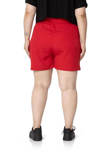 Plus Size Red Shorts with Side and Back Elastic Waist Pockets
