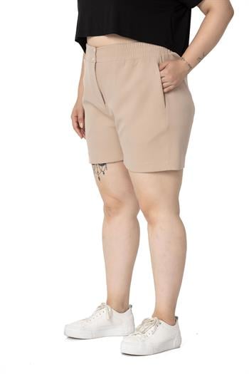 Plus Size Mink Shorts with Side and Back Elastic Waist Pockets