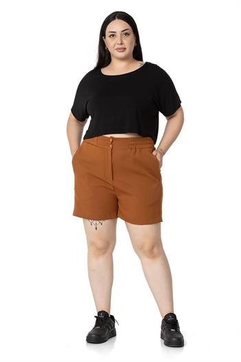 Plus Size Amber Shorts with Side and Back Elastic Waist Pockets