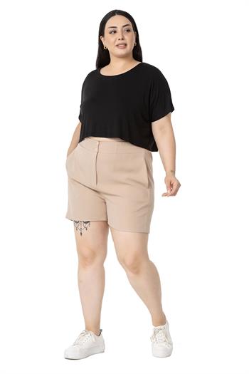 Plus Size Mink Shorts with Side and Back Elastic Waist Pockets