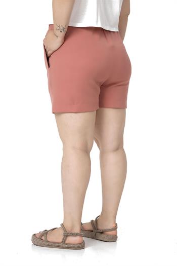 Plus Size Rose Shorts with Side and Back Elastic Waist Pockets