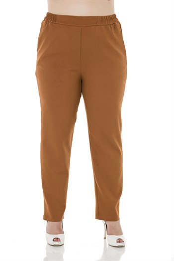 Plus Size Amber Trousers with Side and Back Elastic Waist Narrow Leg Pockets