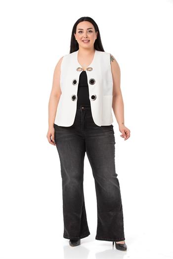 Plus Size White Vest with Large Eyelet Detail