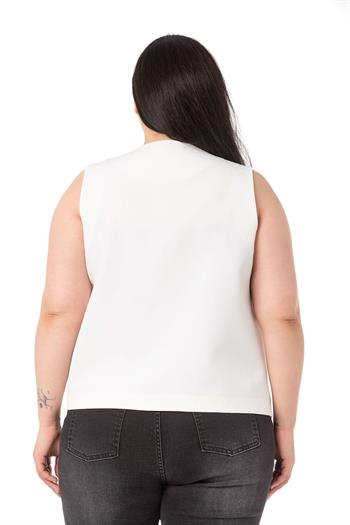 Plus Size White Vest with Large Eyelet Detail
