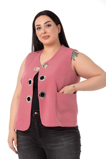 Plus Size Rose Vest with Large Eyelet Detail