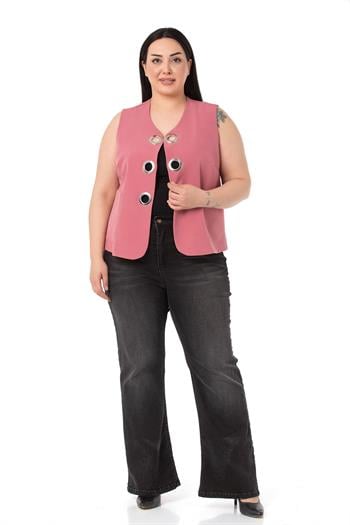 Plus Size Rose Vest with Large Eyelet Detail